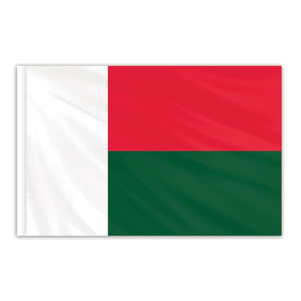 Global Flags Unlimited Madagascar Indoor Nylon Flag 5'x8' with Gold Fringe 202323F